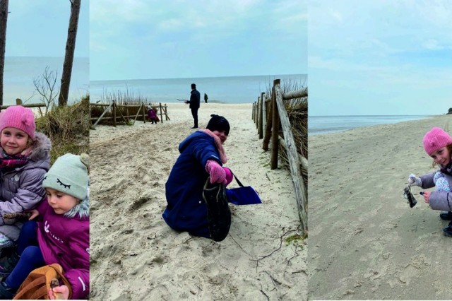 Wyróżnienie dla najmłodszego zespołu - Asia, Monika i Marta na plaży w Kopalinie.