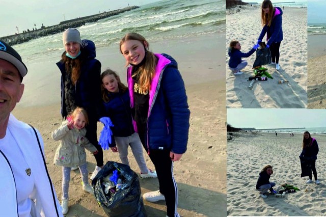 Misza, Maja i Malinka z rodzicami sprzątali plażę w Ustce. Nagradzamy też wielki uśmiech zespołu.
